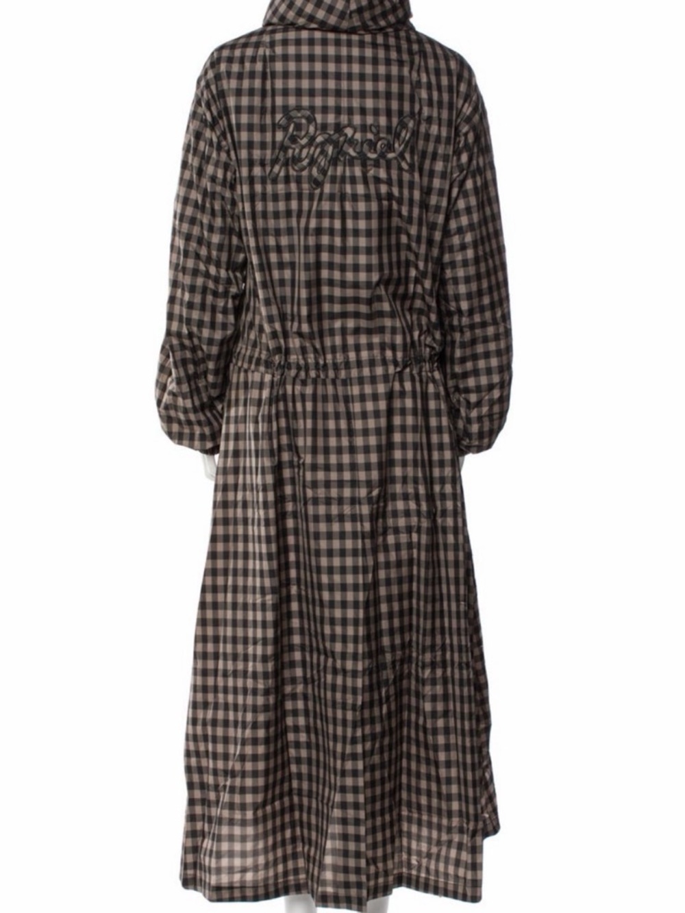Sonia Rykiel Brown Plaid Drawstring Long Utility Jacket Trench Duster $1005 MSRP - Picture 4 of 9